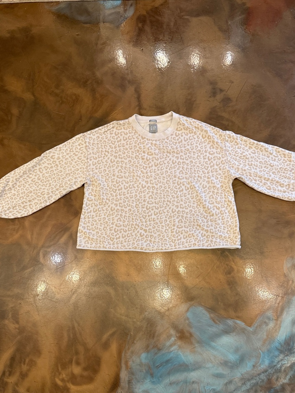 GAP Cream & White Leopard Print Kids Top